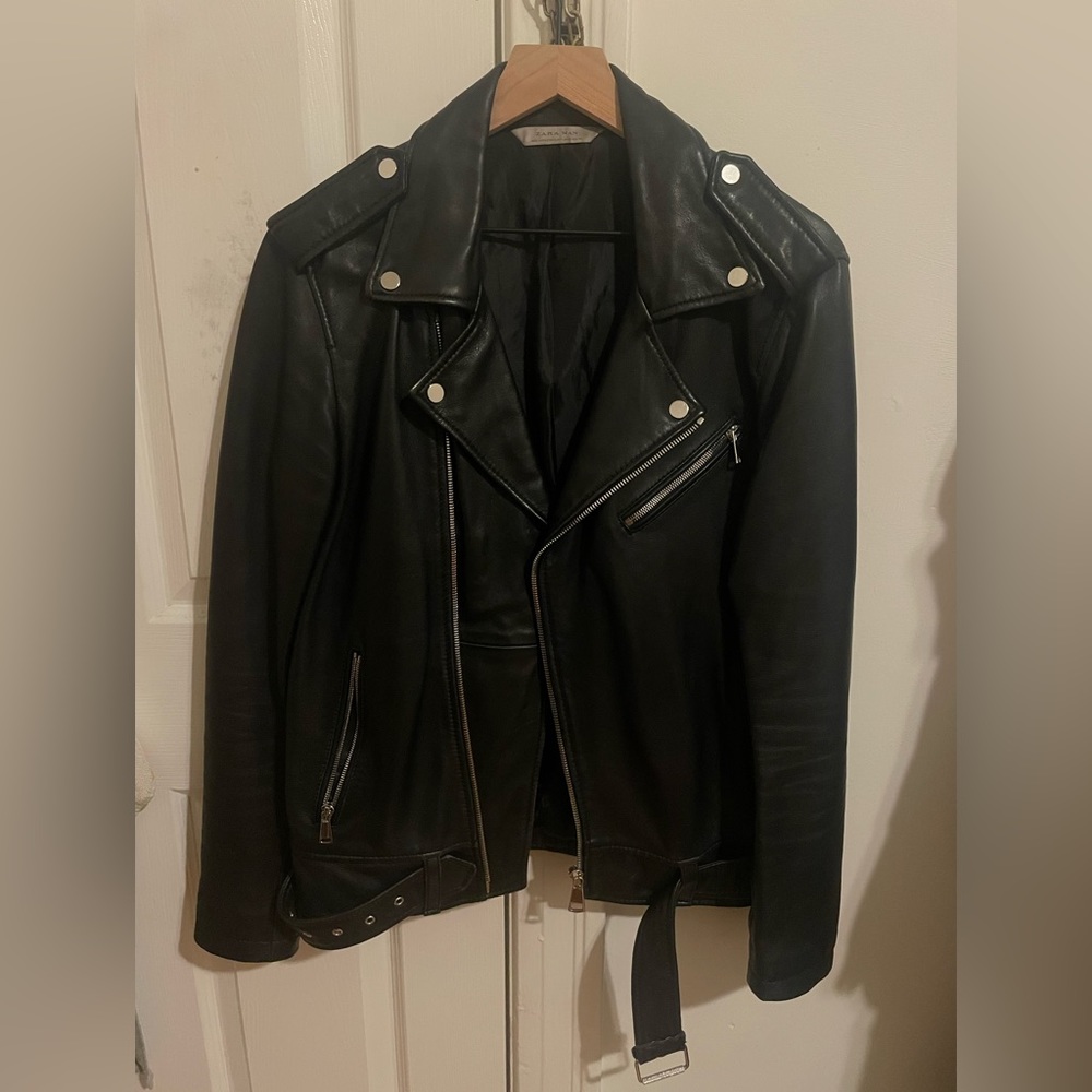 Zara Lambskin Leather Perfecto Biker Jacket - Size M